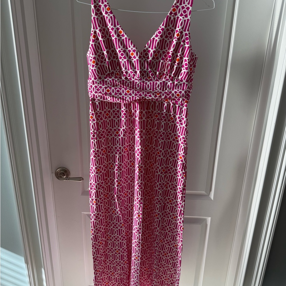 Jude Connally Pink and White Maxi Dress